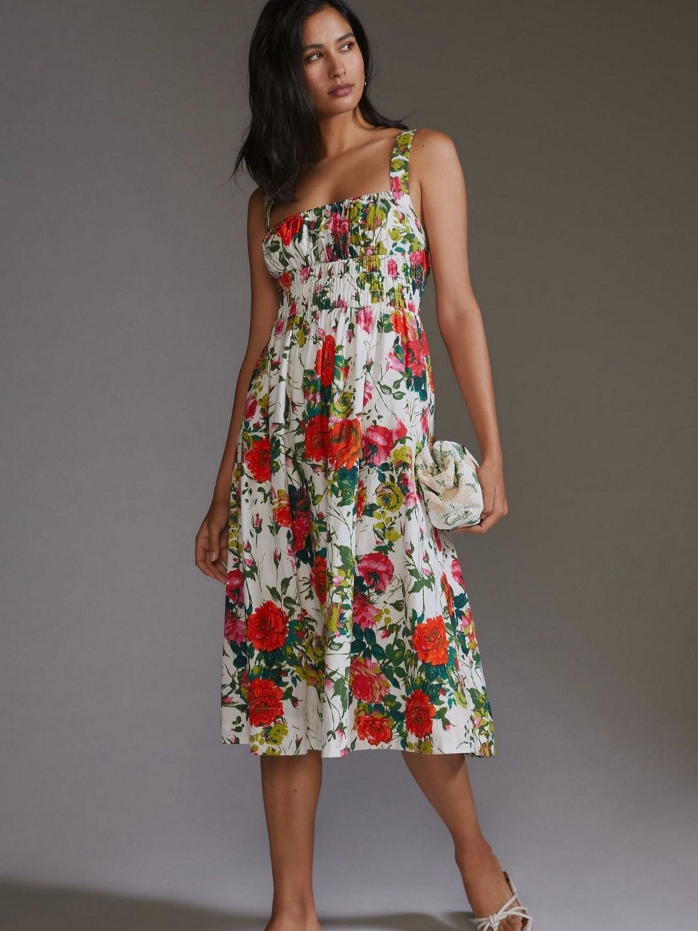 Anthropologie Floral A-Line Midi Dress